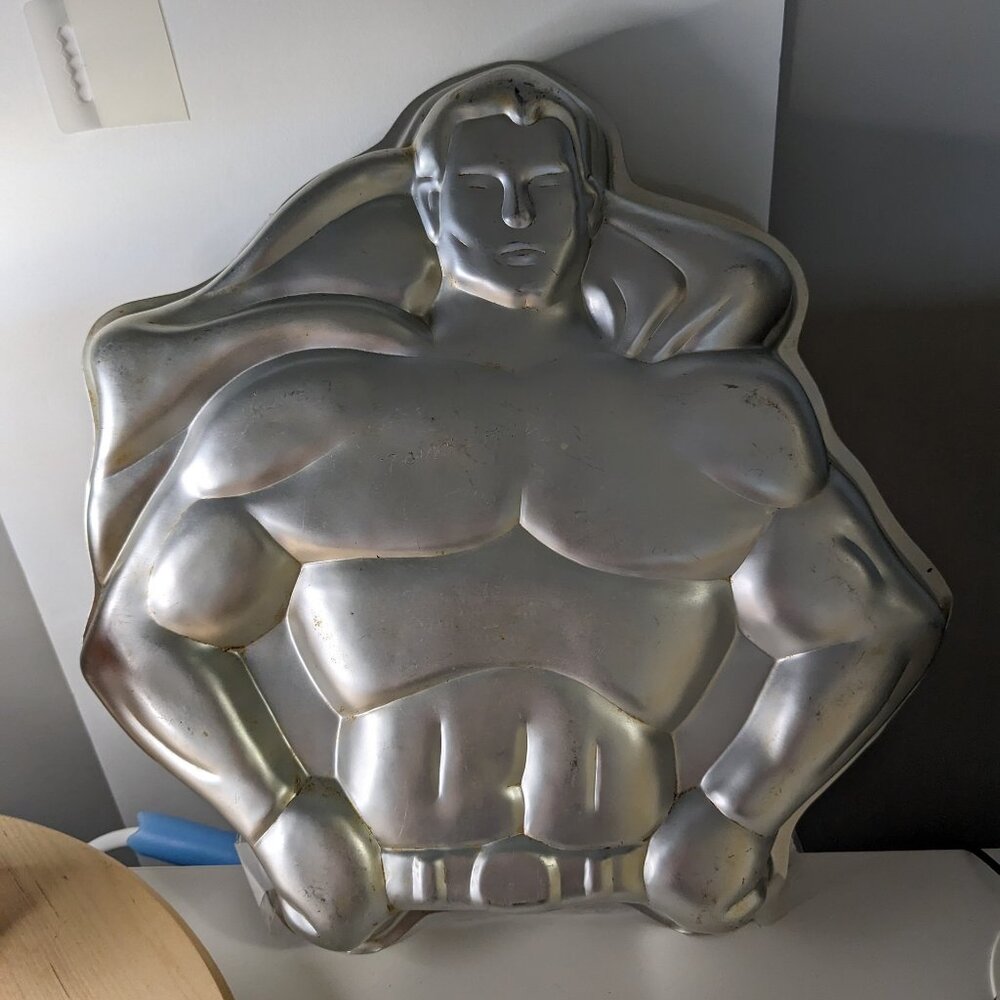 VTG 1977 Wilton Superhero Cake Pan Muscle Man Dad Father Batman Super 505-1212